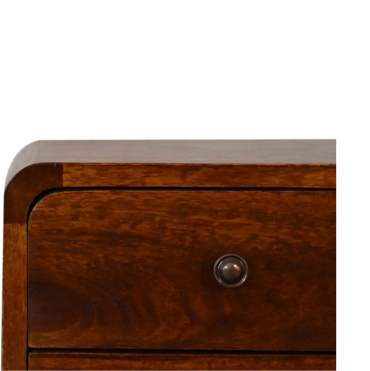 Handcrafted Solid Mango Wood Bedside Table – Chestnut Finish, 2 Drawers