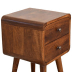 Handcrafted Solid Mango Wood Bedside Table – Chestnut Finish, 2 Drawers