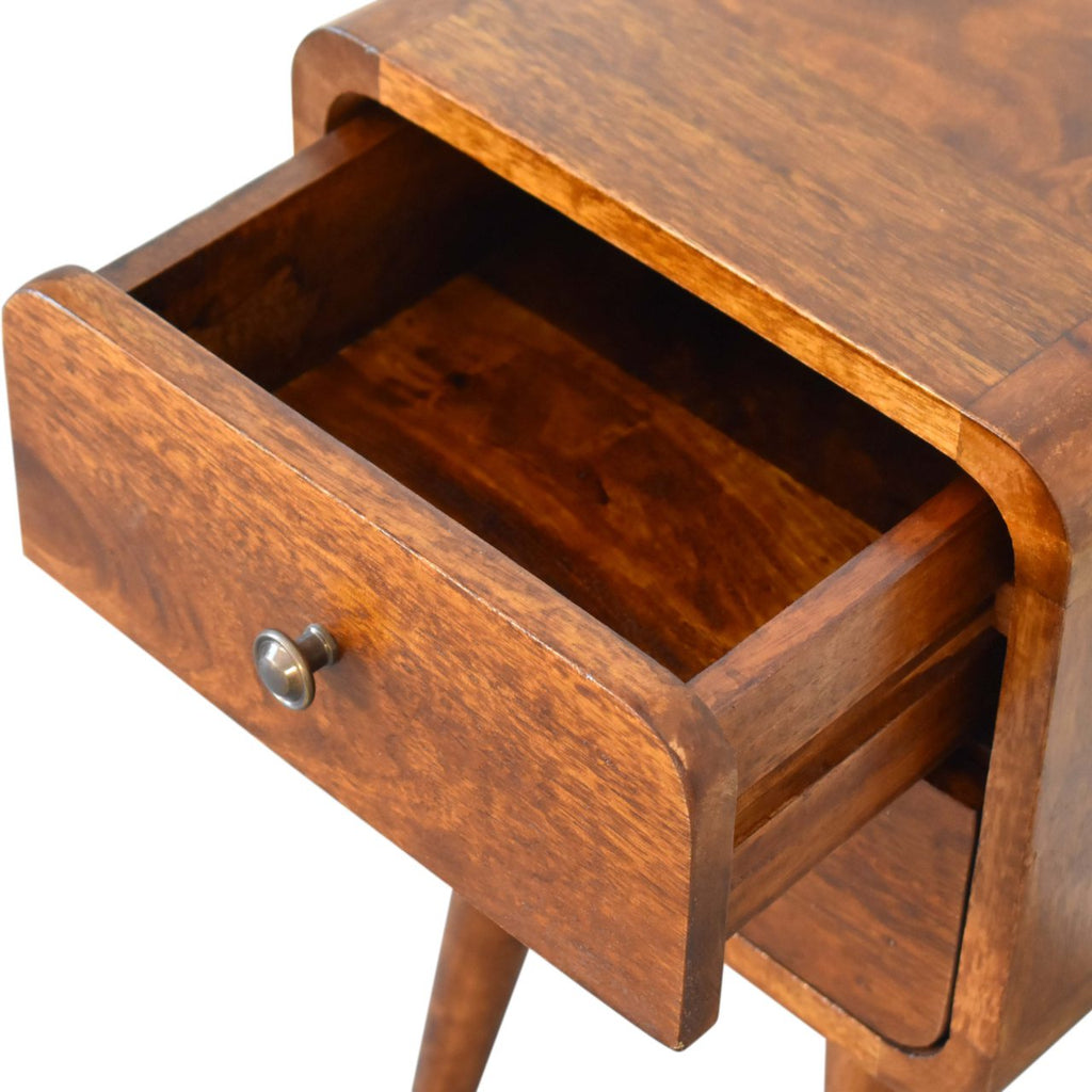 Handcrafted Solid Mango Wood Bedside Table – Chestnut Finish, 2 Drawers