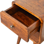 Handcrafted Solid Mango Wood Bedside Table – Chestnut Finish, 2 Drawers