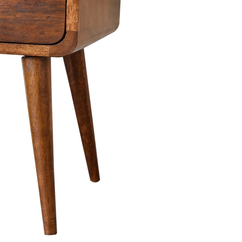 Handcrafted Solid Mango Wood Bedside Table – Chestnut Finish, 2 Drawers