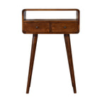 Slimline Solid Mango Wood Console Table – Chestnut Finish, 2 Drawers