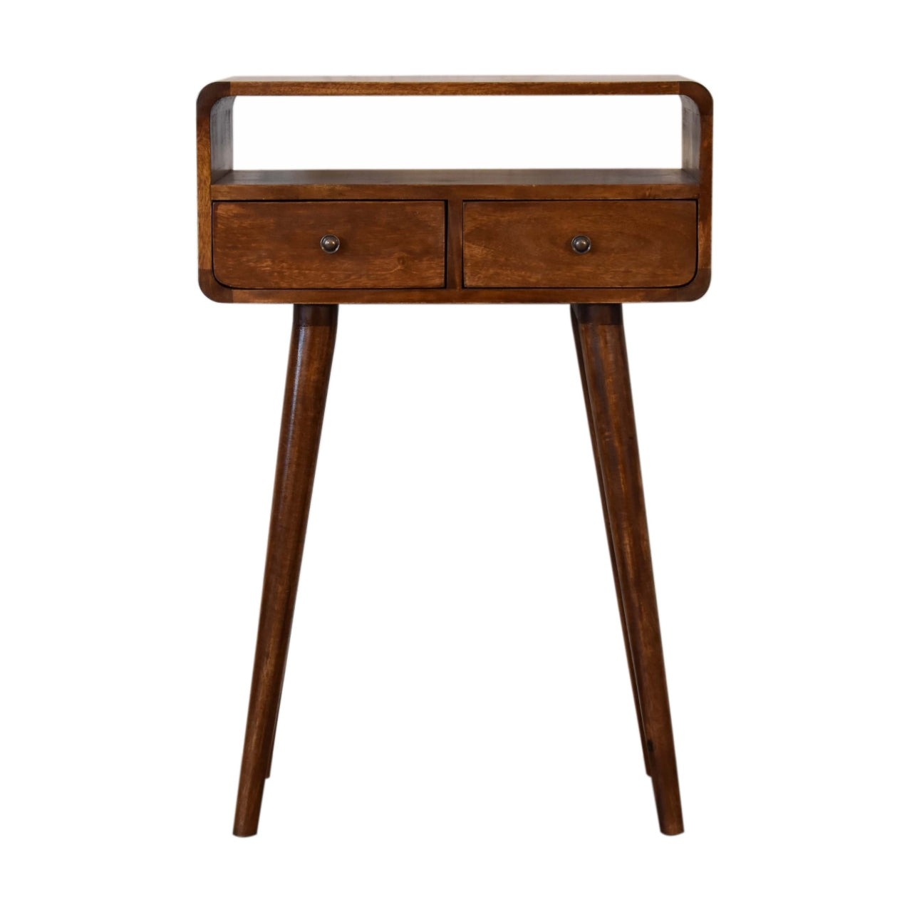 Slimline Solid Mango Wood Console Table – Chestnut Finish, 2 Drawers