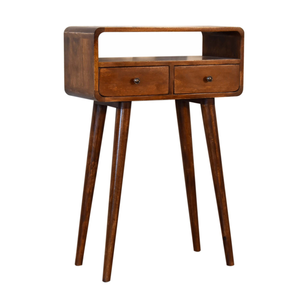 Slimline Solid Mango Wood Console Table – Chestnut Finish, 2 Drawers