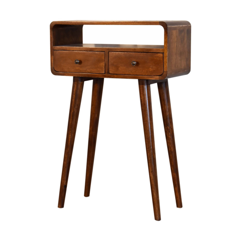 Slimline Solid Mango Wood Console Table – Chestnut Finish, 2 Drawers
