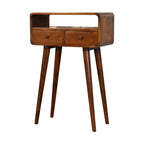 Slimline Solid Mango Wood Console Table – Chestnut Finish, 2 Drawers