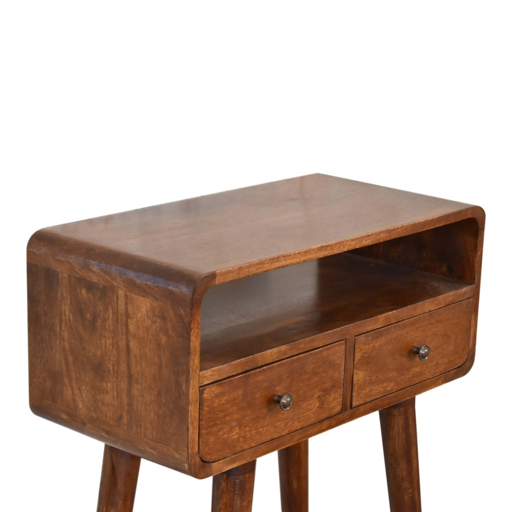 Slimline Solid Mango Wood Console Table – Chestnut Finish, 2 Drawers