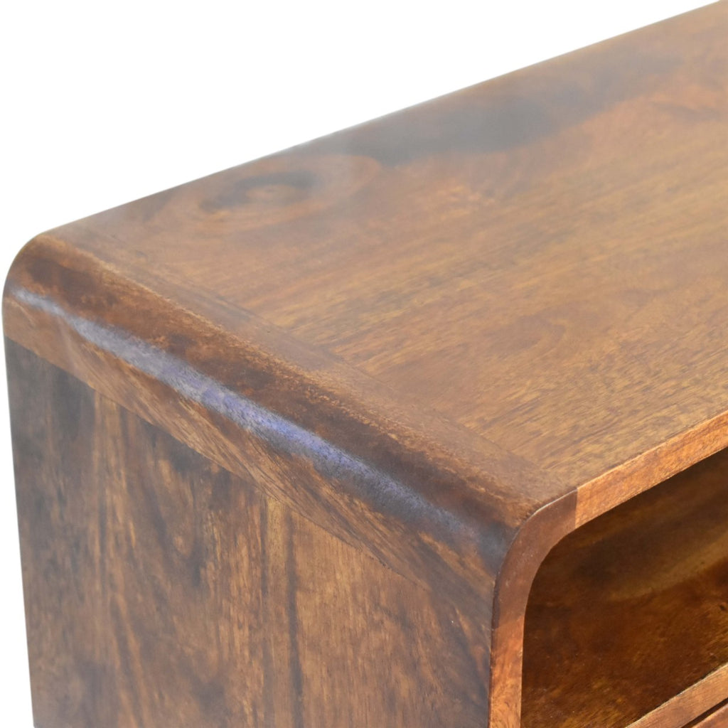 Slimline Solid Mango Wood Console Table – Chestnut Finish, 2 Drawers