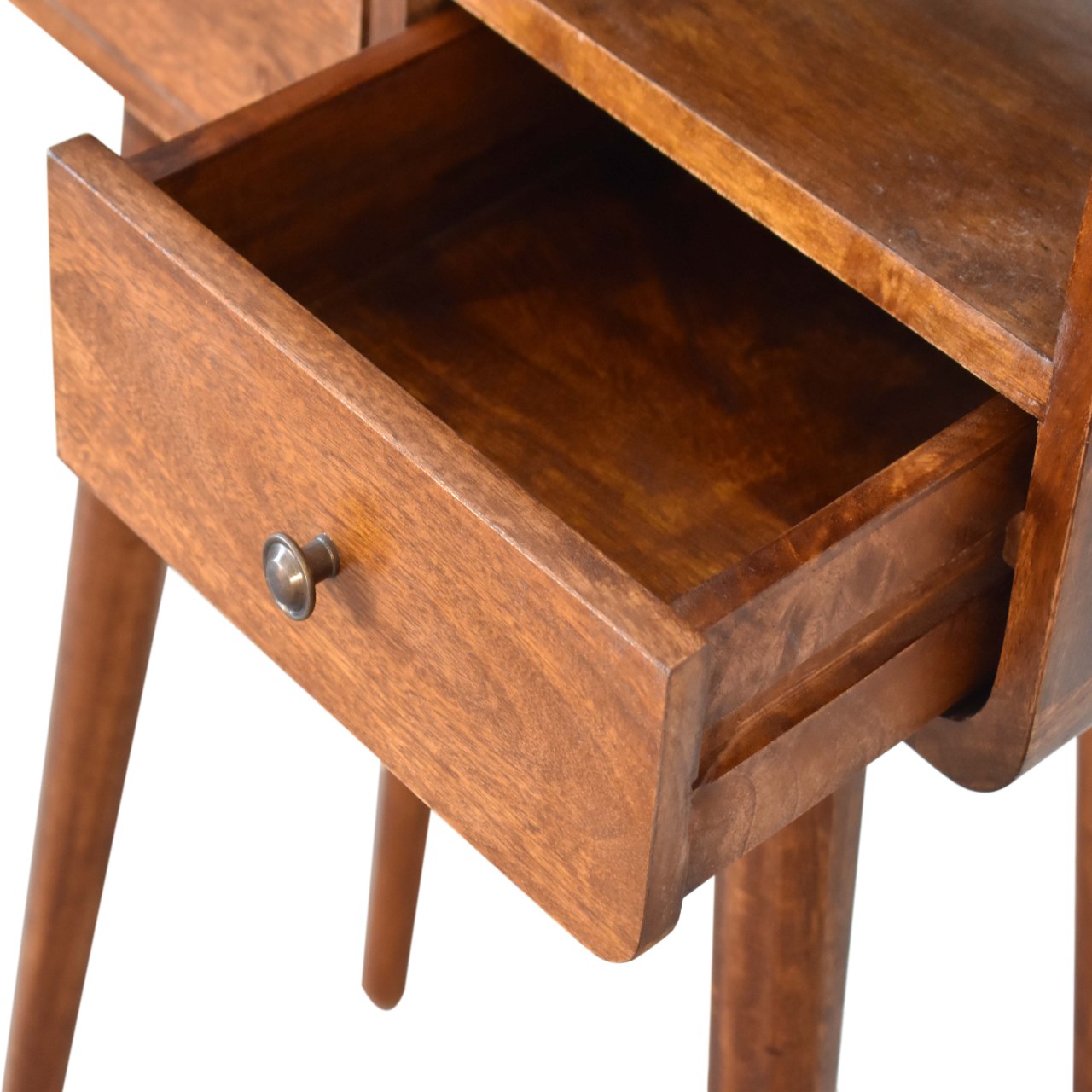 Slimline Solid Mango Wood Console Table – Chestnut Finish, 2 Drawers