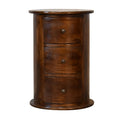 Handcrafted Solid Mango Wood Side Table – Beige Finish, Three Spacious Drawers