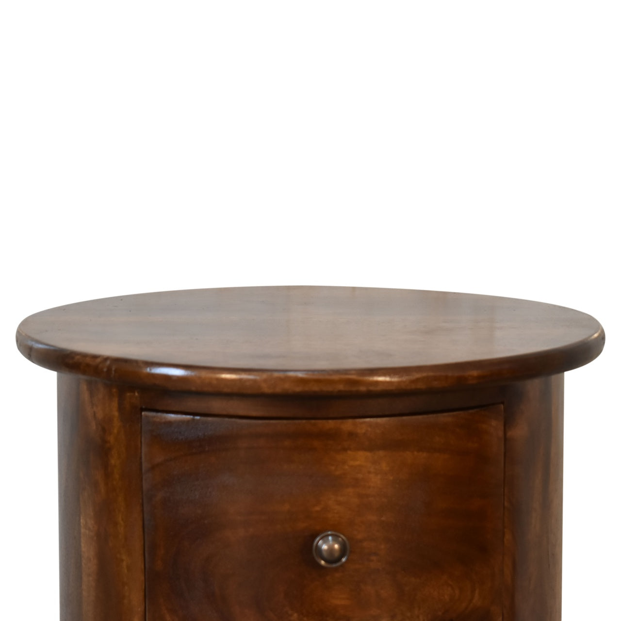 Handcrafted Solid Mango Wood Side Table – Beige Finish, Three Spacious Drawers