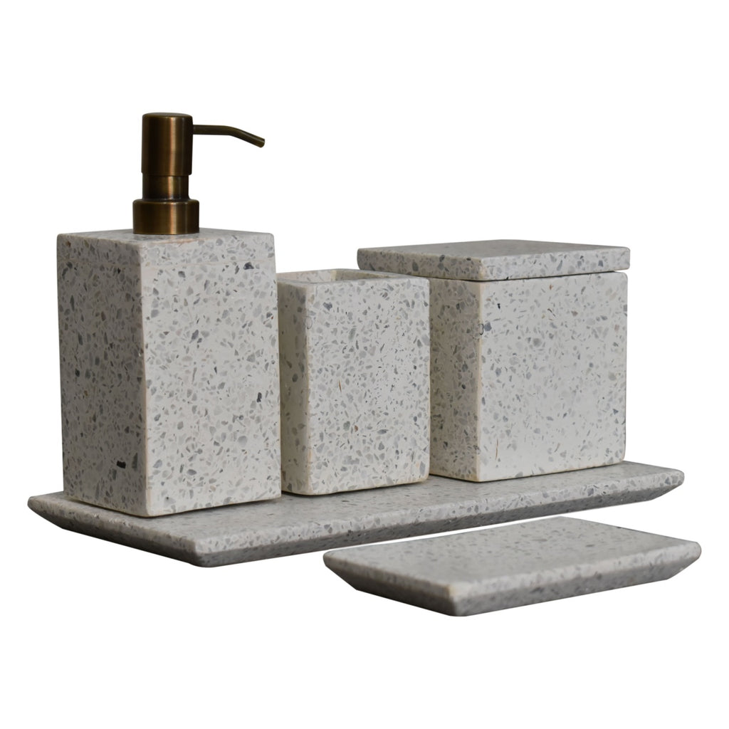 Patterned Marble Bathroom Accessory Set – White, Soap Dish