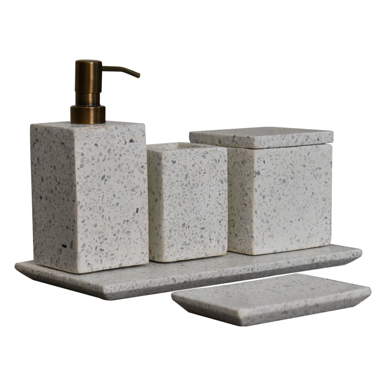 Patterned Marble Bathroom Accessory Set – White, Soap Dish