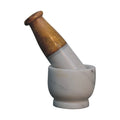 Solid Mango Wood & Marble Pestle and Mortar – Brown Finish, Traditional Design