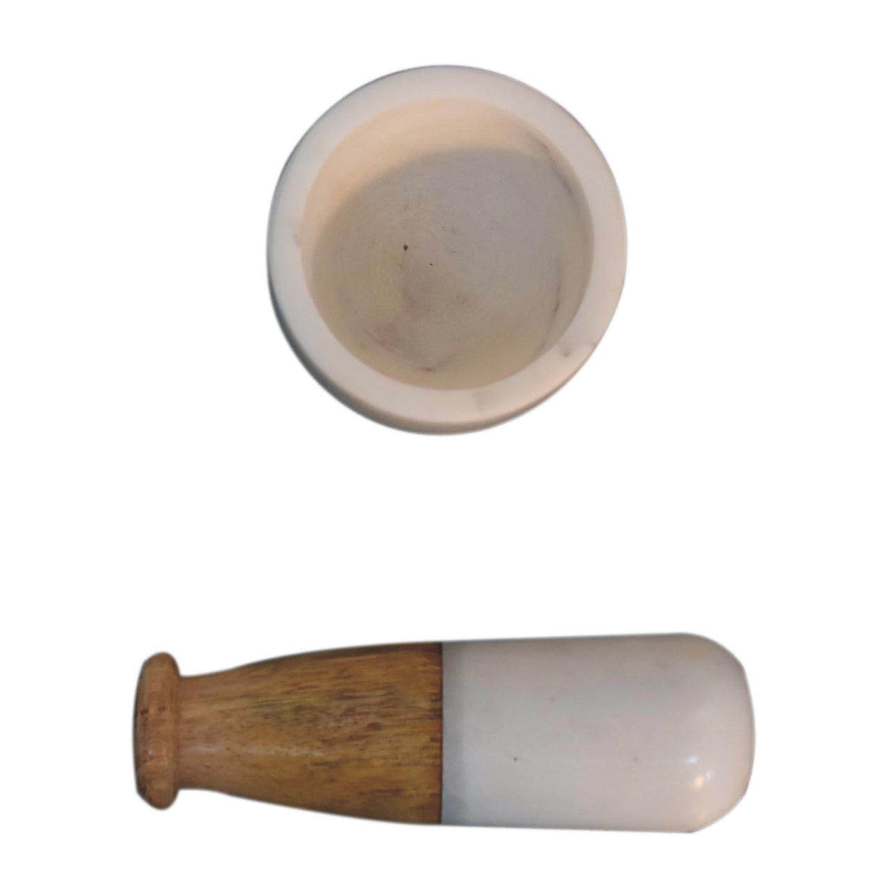 Solid Mango Wood & Marble Pestle and Mortar – Brown Finish, Traditional Design