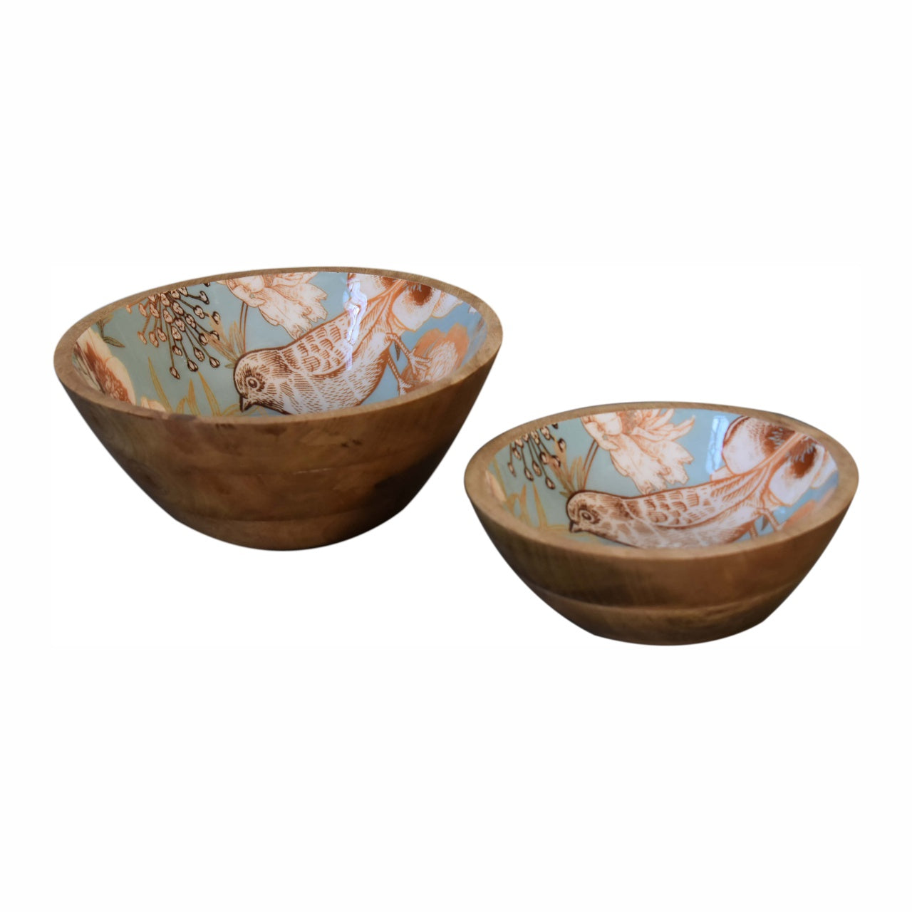Decorative Solid Mango Wood Bowl Set – Chestnut Finish, Decorative Serving Bowls