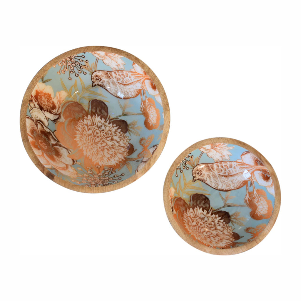 Decorative Solid Mango Wood Bowl Set – Chestnut Finish, Decorative Serving Bowls