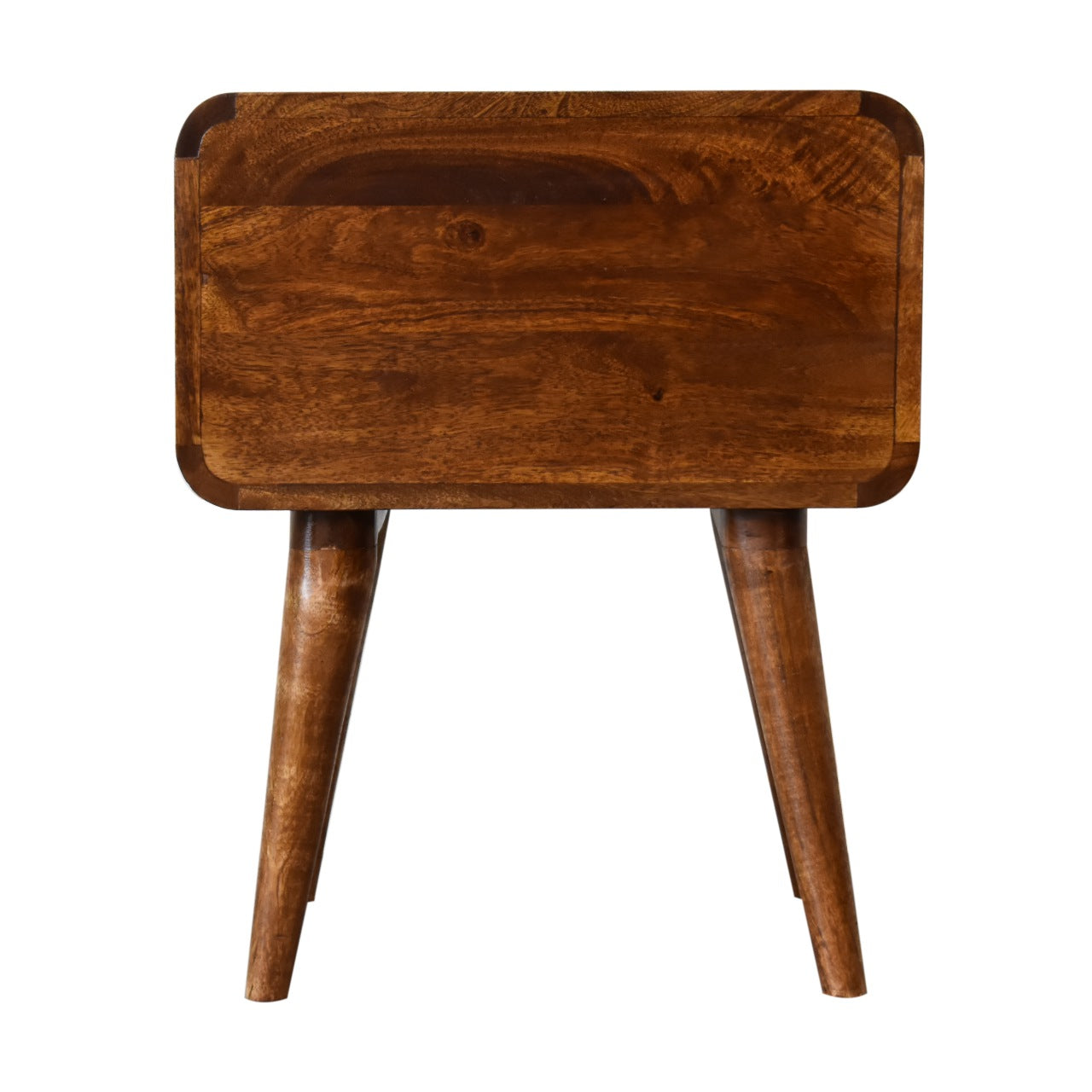 Compact Solid Mango Wood Bedside Table – Chestnut Finish, 2 Drawers