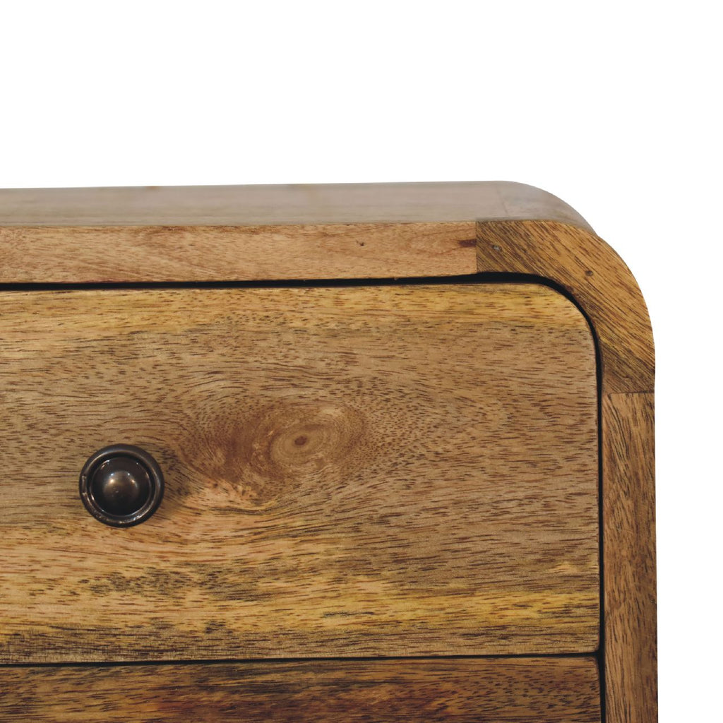 Floating Solid Mango Wood Wall-mounted Nightstand – Brown Finish, 2 Drawers
