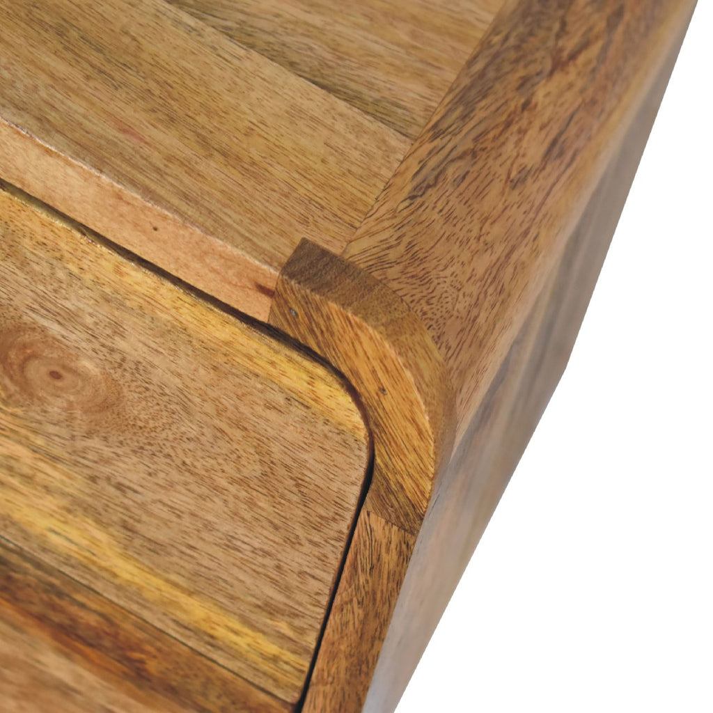 Floating Solid Mango Wood Wall-mounted Nightstand – Brown Finish, 2 Drawers