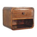 Modern Solid Mango Wood Wall-mounted Nightstand – Chestnut Finish, 1 Drawer