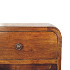 Modern Solid Mango Wood Wall-mounted Nightstand – Chestnut Finish, 1 Drawer