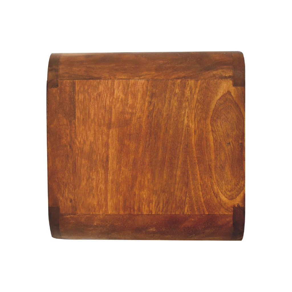 Modern Solid Mango Wood Wall-mounted Nightstand – Chestnut Finish, 1 Drawer