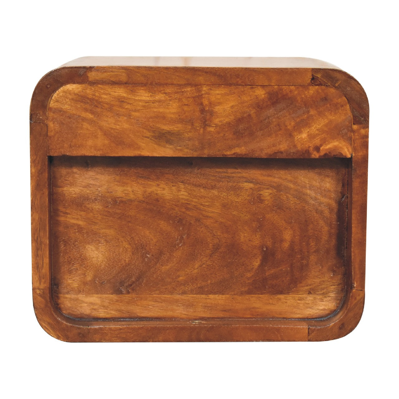 Modern Solid Mango Wood Wall-mounted Nightstand – Chestnut Finish, 1 Drawer