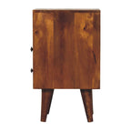 Contemporary Solid Mango Wood Bedside Table – Brown Finish, Brass Knobs