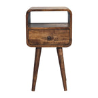 Handcrafted Solid Mango Wood Bedside Table – Washed Finish, Curved Edges