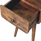 Handcrafted Solid Mango Wood Bedside Table – Washed Finish, Curved Edges