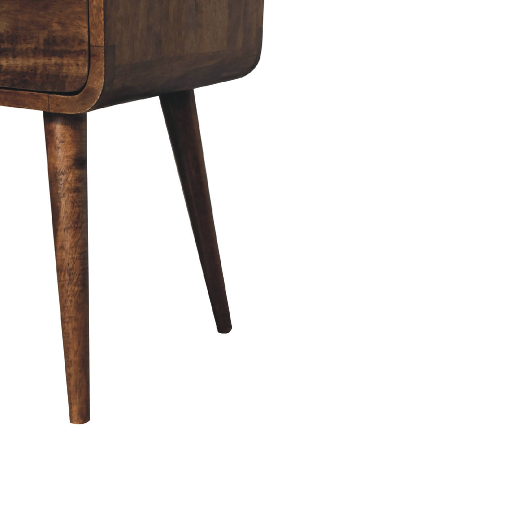 Handcrafted Solid Mango Wood Bedside Table – Washed Finish, Curved Edges