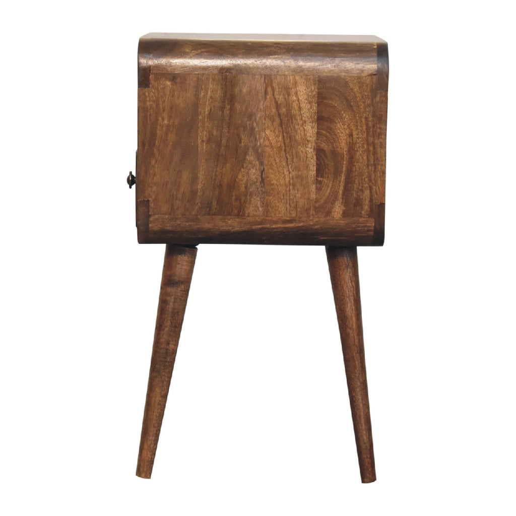 Handcrafted Solid Mango Wood Bedside Table – Washed Finish, Curved Edges