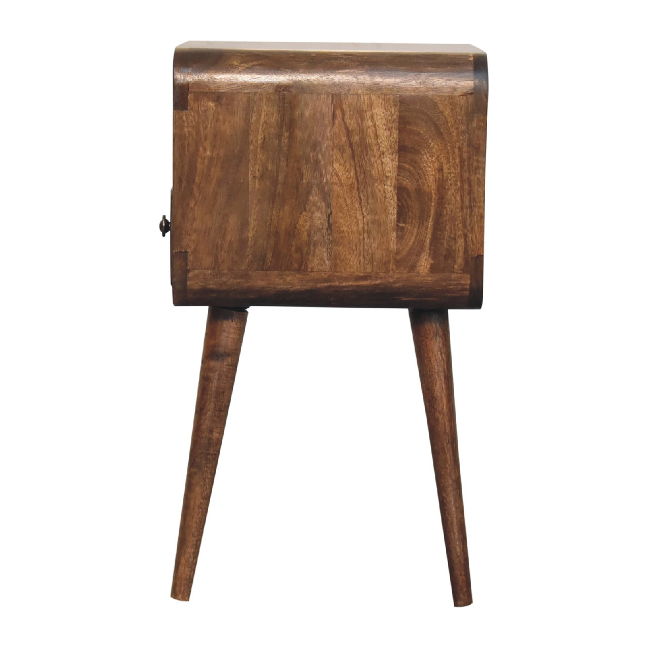 Handcrafted Solid Mango Wood Bedside Table – Washed Finish, Curved Edges
