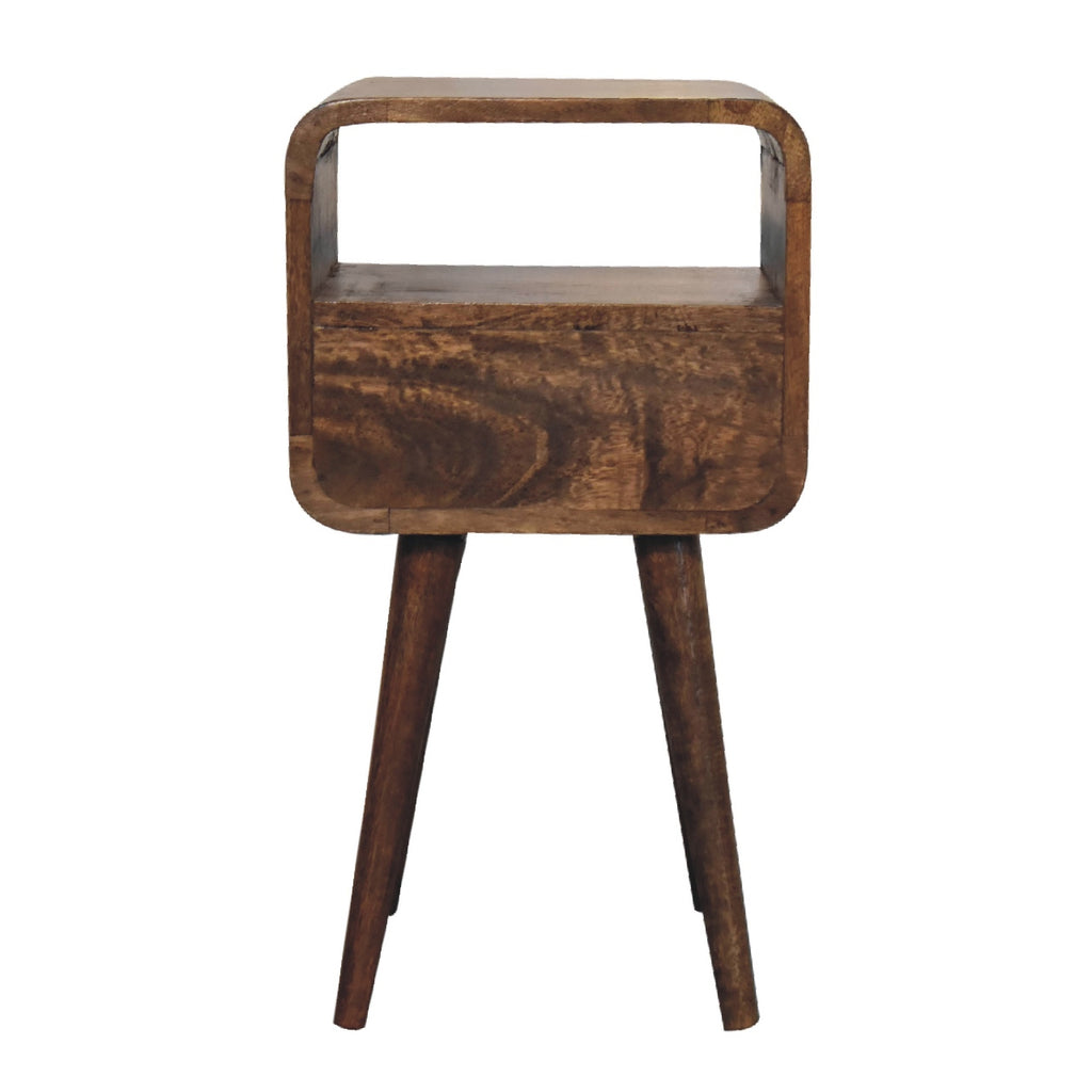 Handcrafted Solid Mango Wood Bedside Table – Washed Finish, Curved Edges