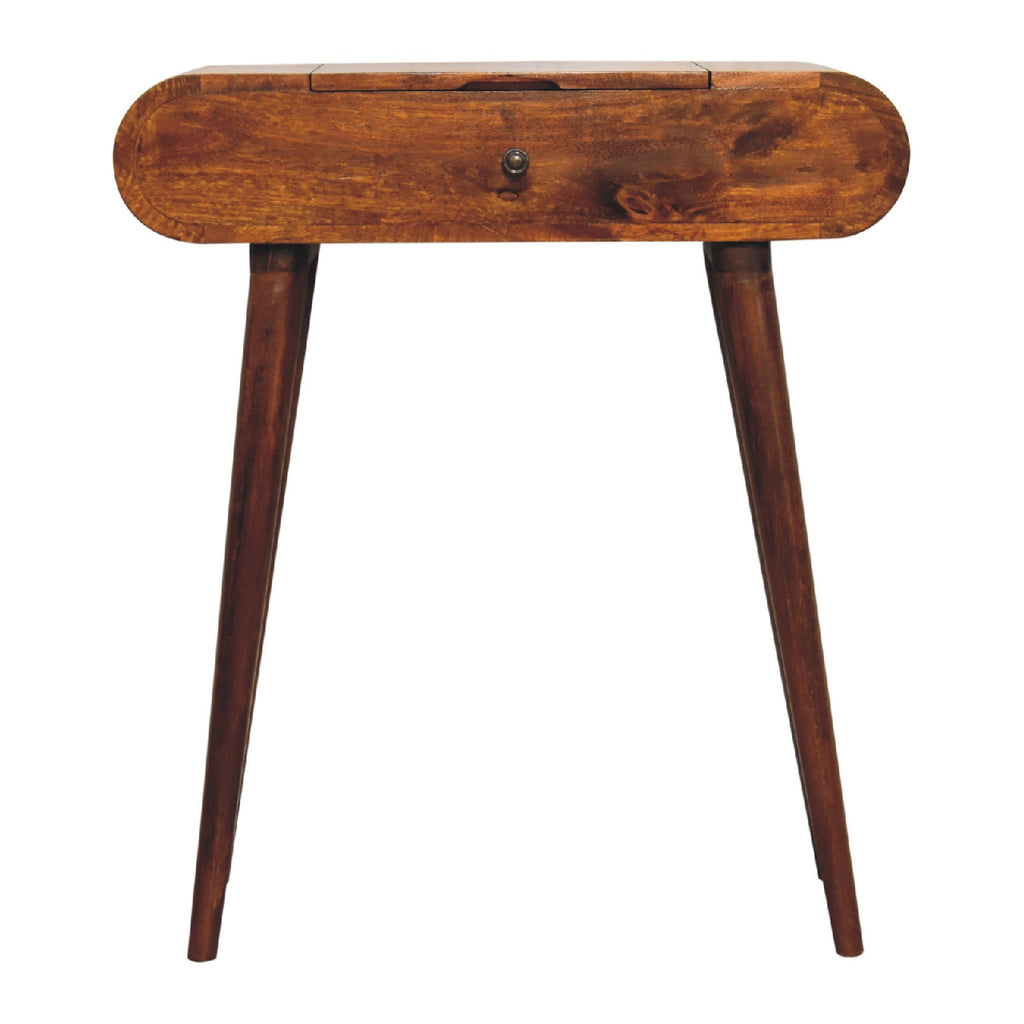 Handcrafted Solid Mango Wood Dressing Table – Chestnut Finish, Jewelry Storage Compartments