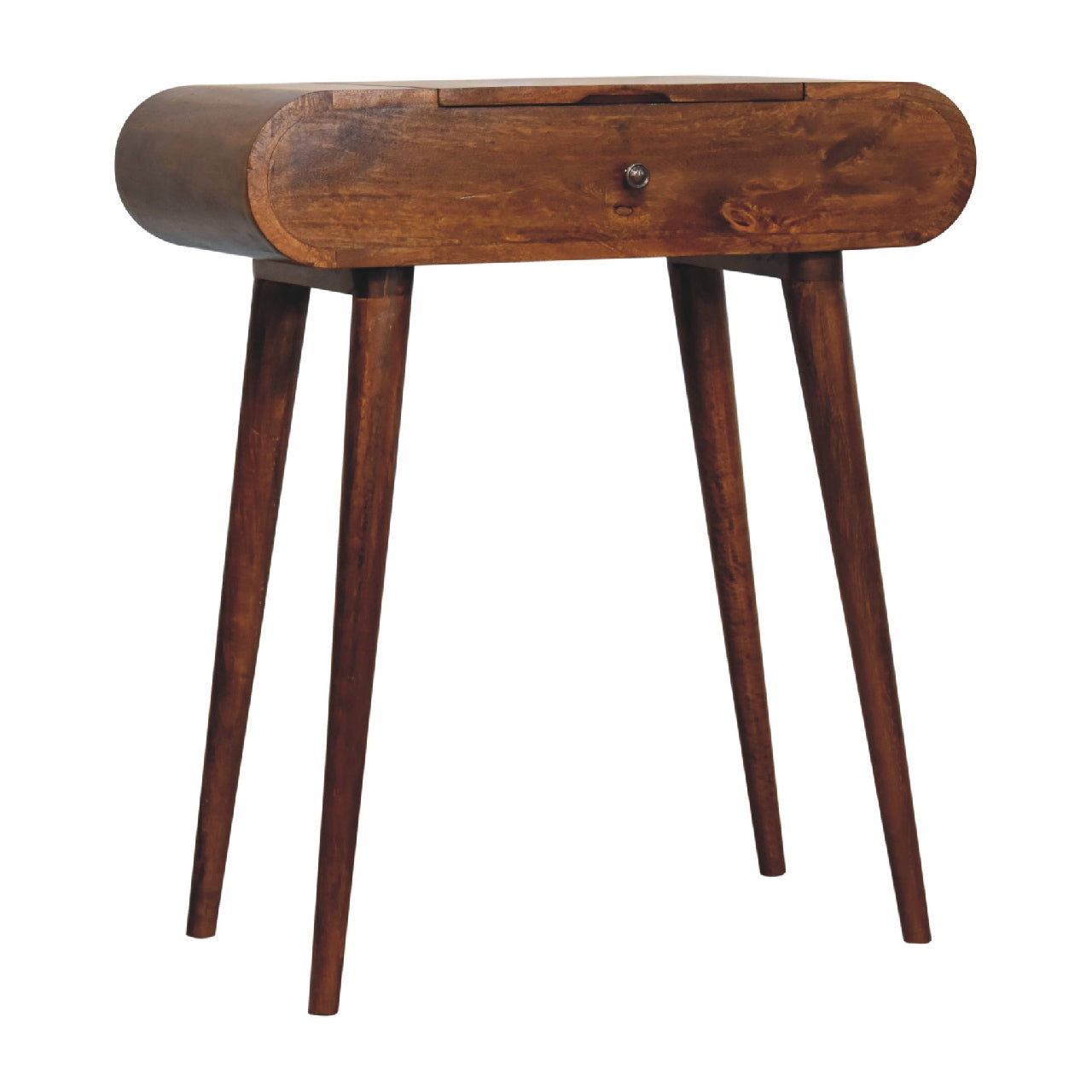 Handcrafted Solid Mango Wood Dressing Table – Chestnut Finish, Jewelry Storage Compartments