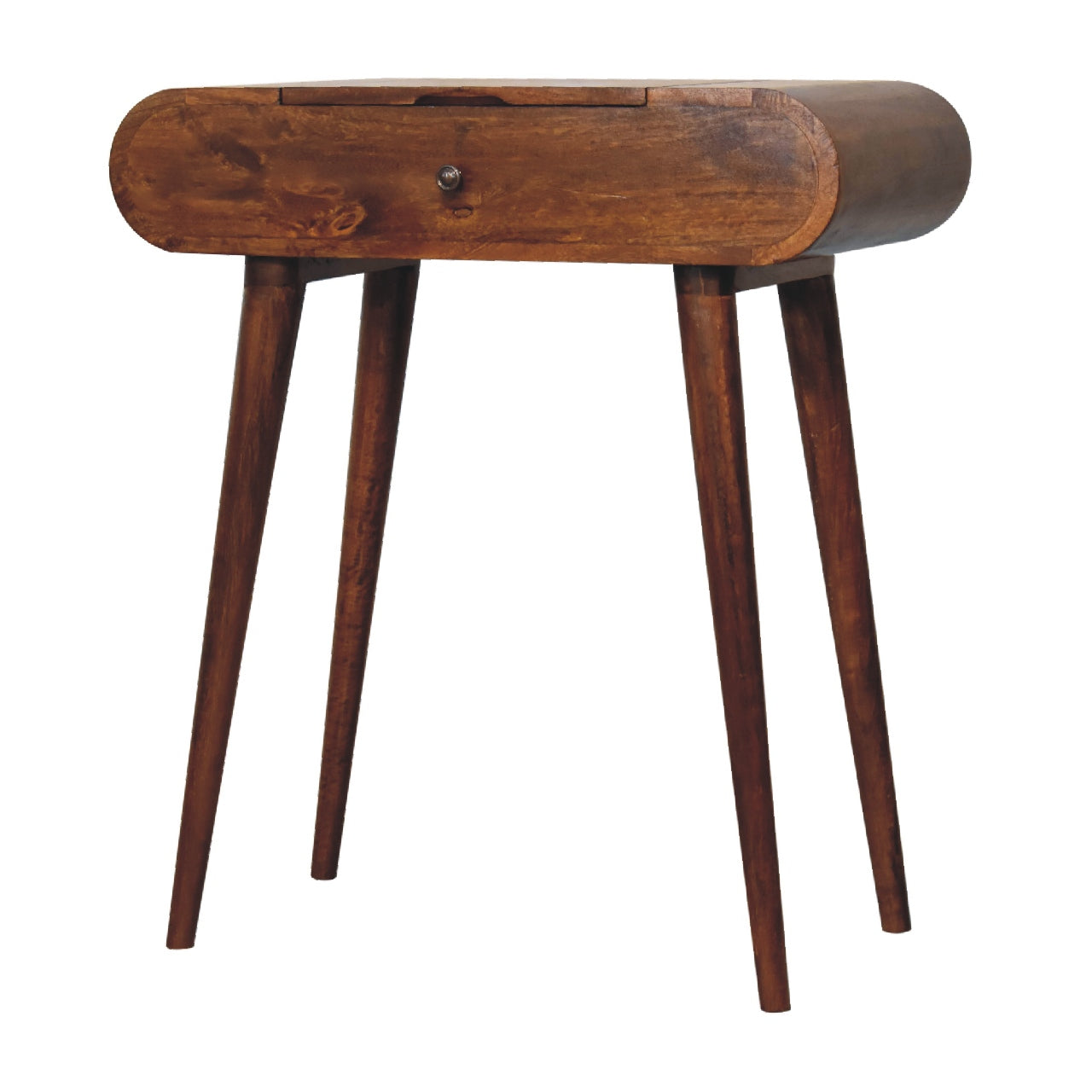 Handcrafted Solid Mango Wood Dressing Table – Chestnut Finish, Jewelry Storage Compartments