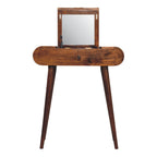 Handcrafted Solid Mango Wood Dressing Table – Chestnut Finish, Jewelry Storage Compartments