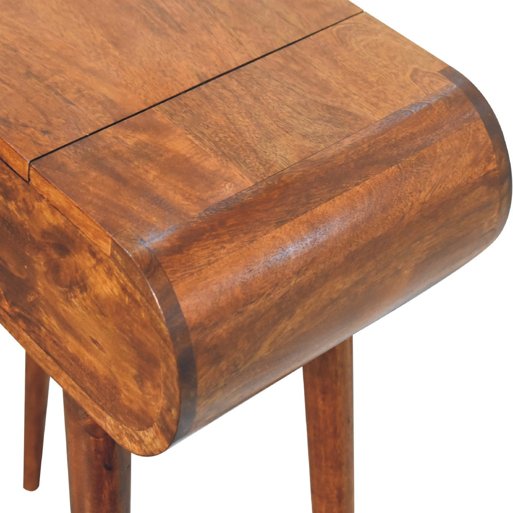 Handcrafted Solid Mango Wood Dressing Table – Chestnut Finish, Jewelry Storage Compartments