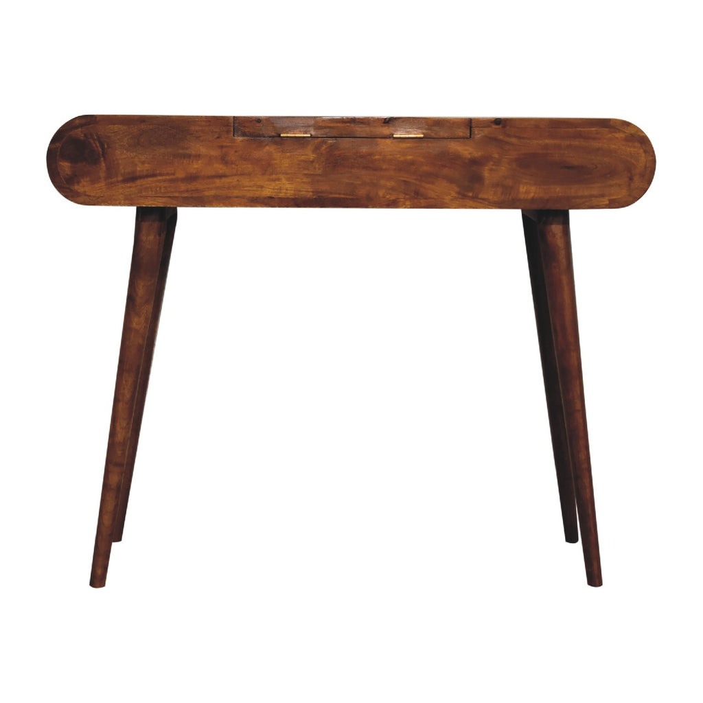 Elegant Solid Mango Wood Dressing Table – Chestnut Finish, 3 Drawers (80x100x40cm)
