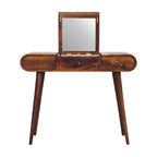 Elegant Solid Mango Wood Dressing Table – Chestnut Finish, 3 Drawers (80x100x40cm)