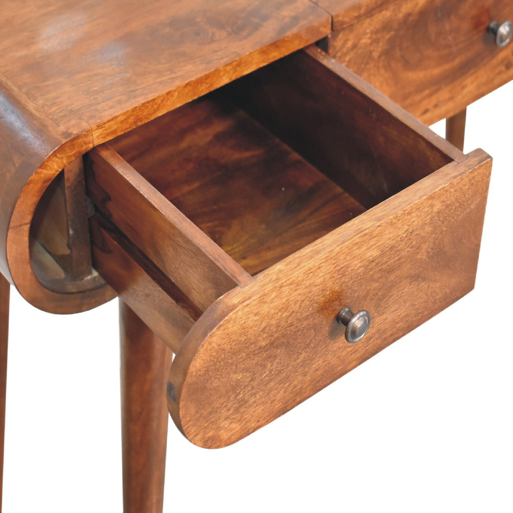 Elegant Solid Mango Wood Dressing Table – Chestnut Finish, 3 Drawers (80x100x40cm)