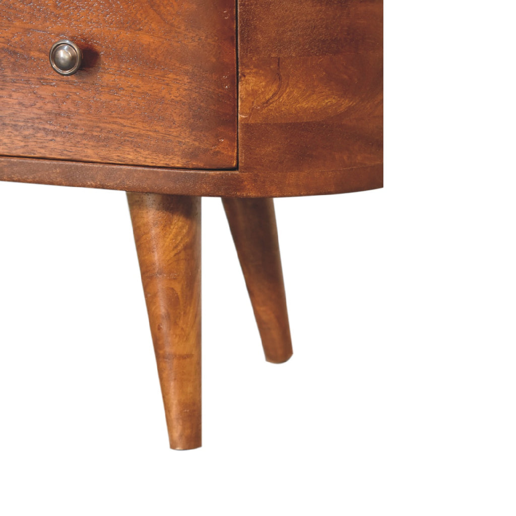 Handcrafted Solid Mango Wood Coffee Table – Chestnut Finish, 2 Drawers and Open Slot