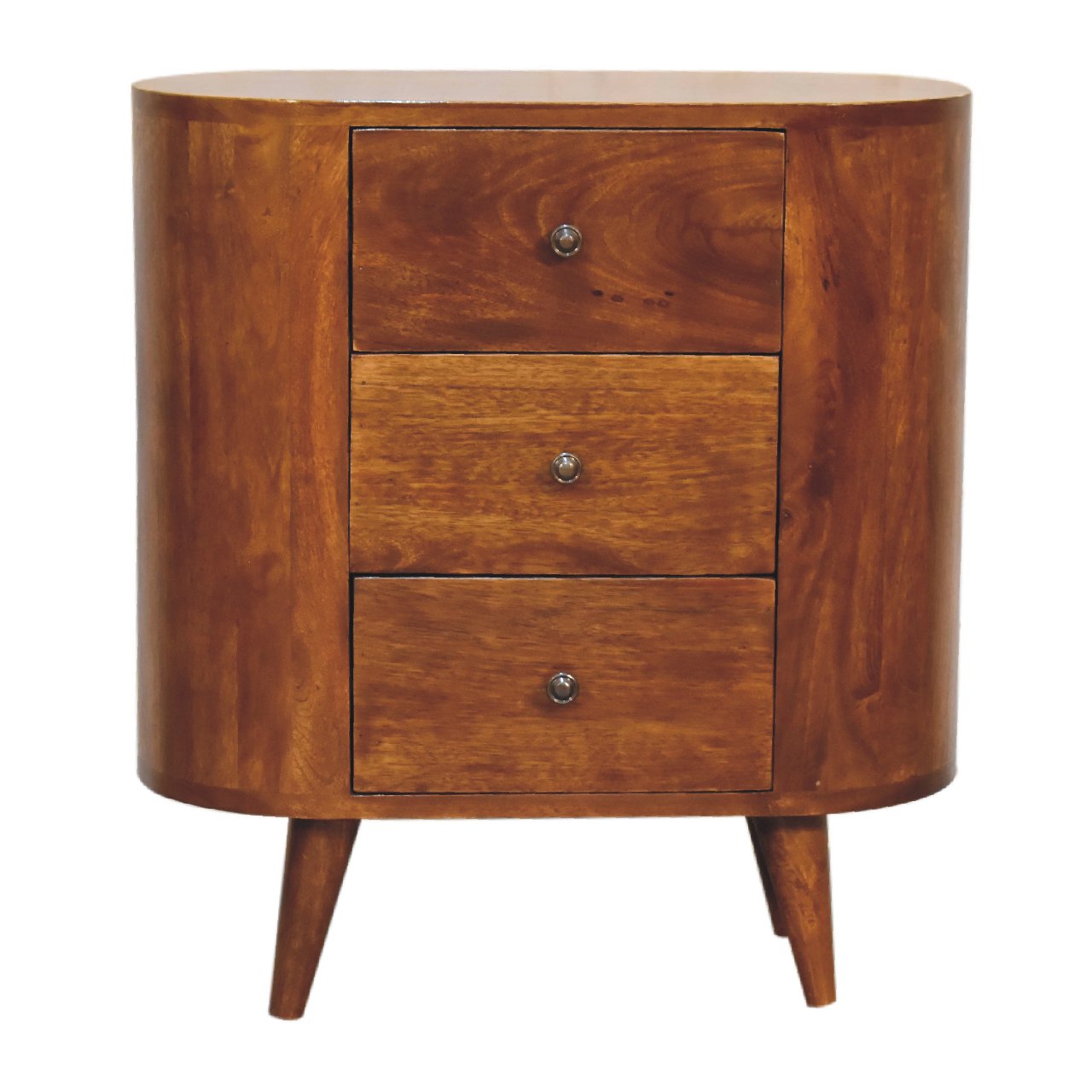 Handcrafted Solid Mango Wood Cabinet – Chestnut Finish, 3 Roomy Drawers