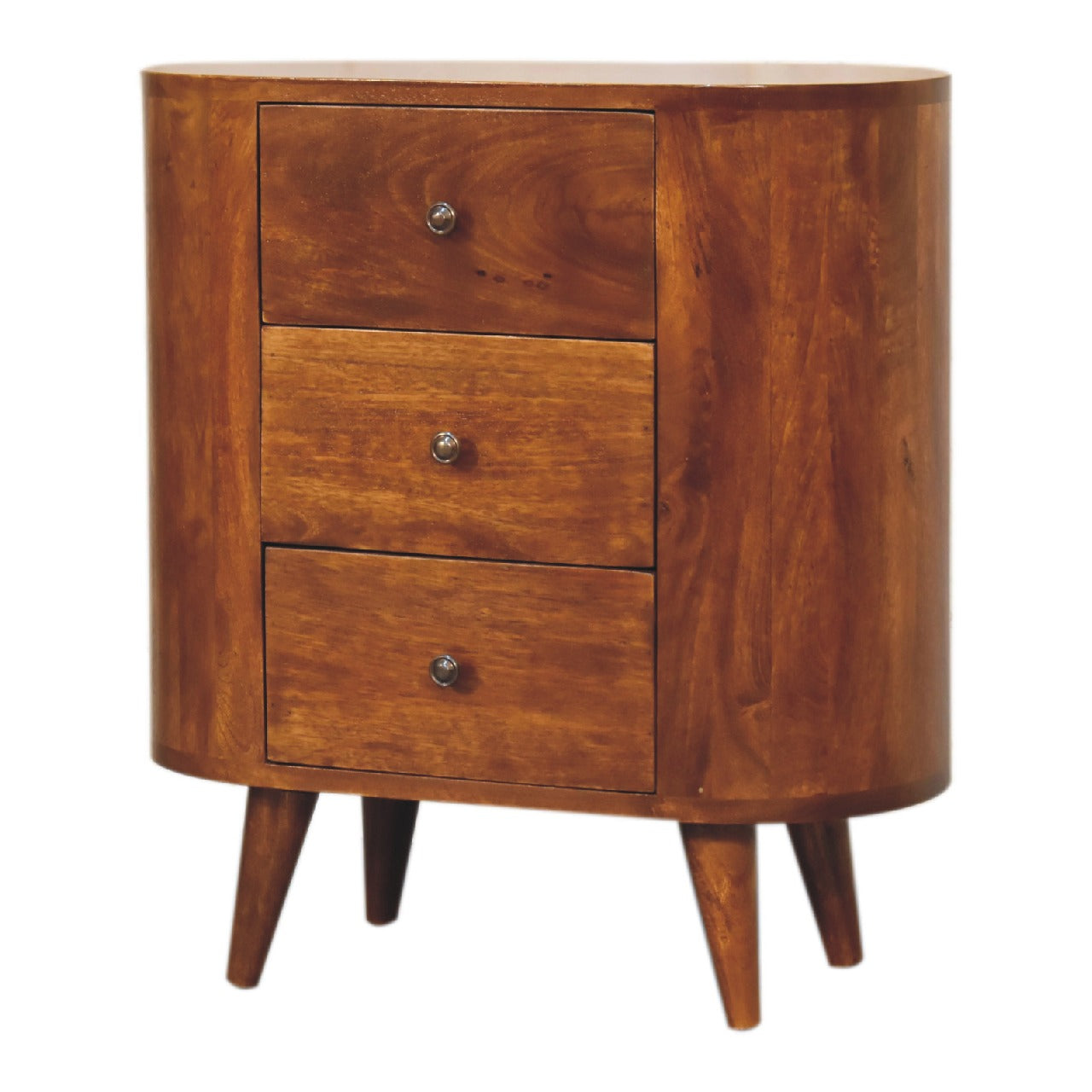 Handcrafted Solid Mango Wood Cabinet – Chestnut Finish, 3 Roomy Drawers