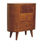 Handcrafted Solid Mango Wood Cabinet – Chestnut Finish, 3 Roomy Drawers