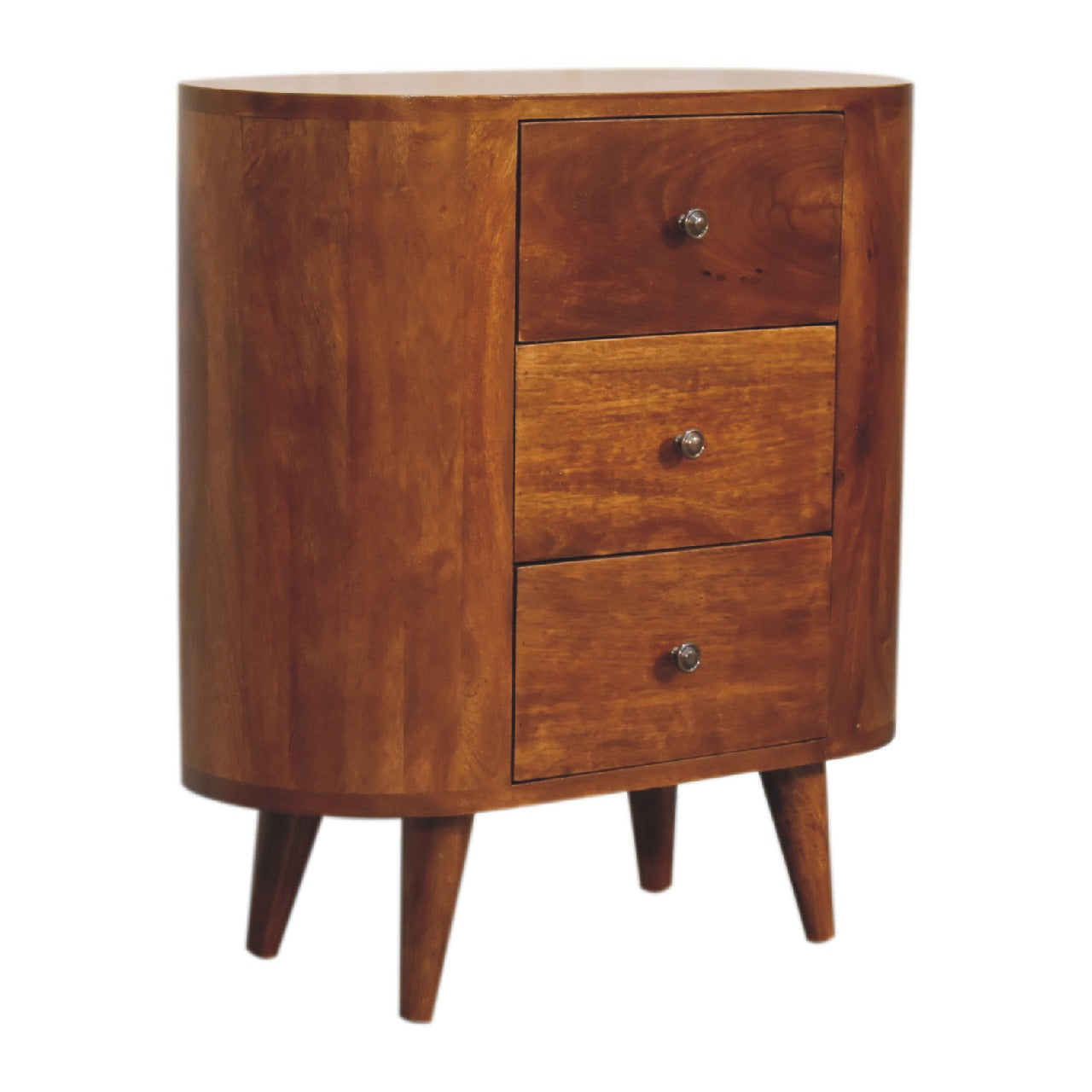 Handcrafted Solid Mango Wood Cabinet – Chestnut Finish, 3 Roomy Drawers