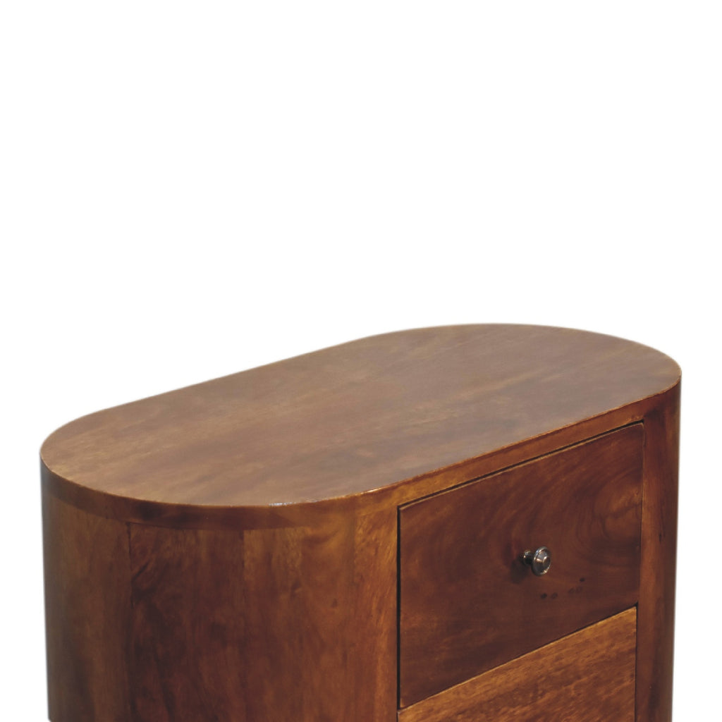 Handcrafted Solid Mango Wood Cabinet – Chestnut Finish, 3 Roomy Drawers