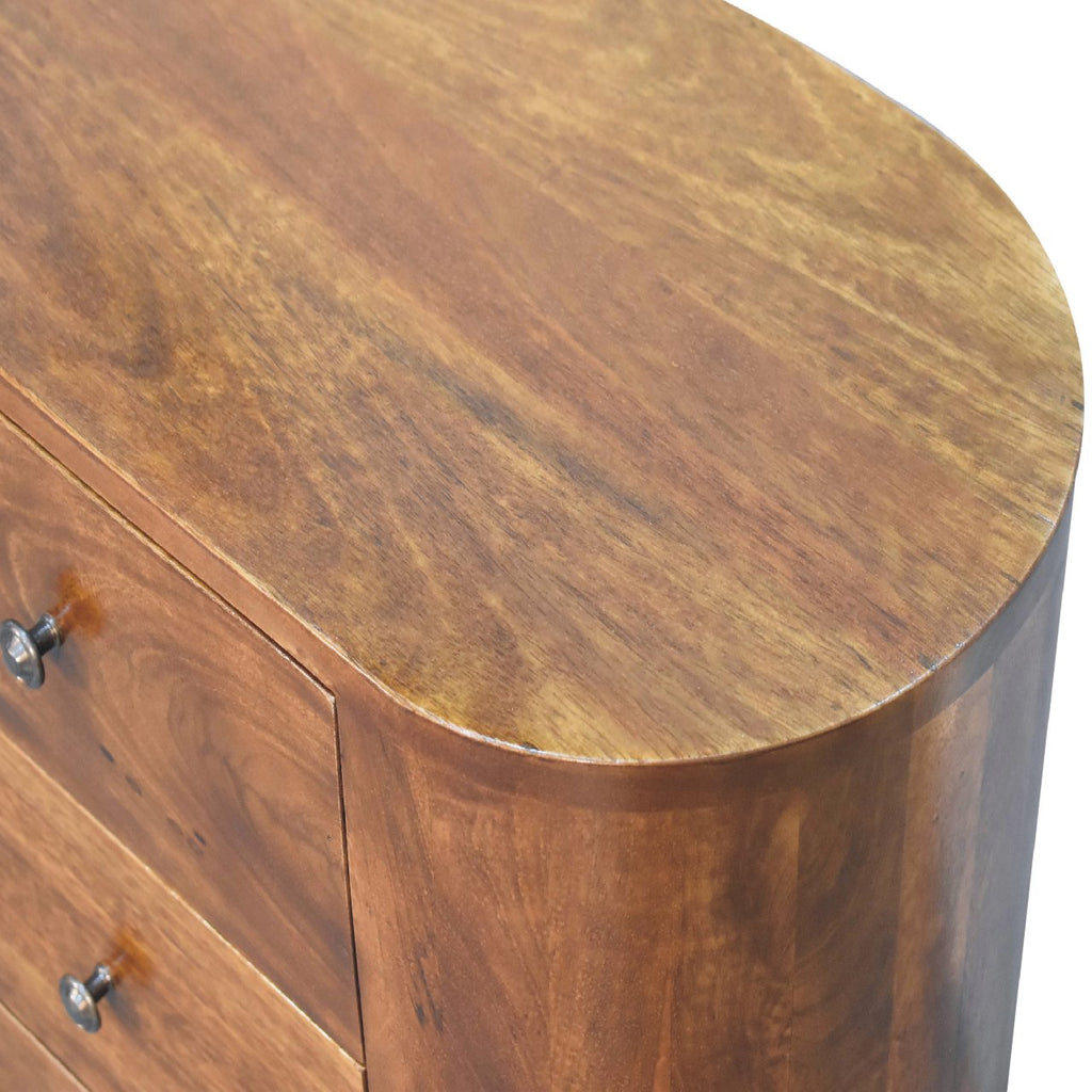 Handcrafted Solid Mango Wood Cabinet – Chestnut Finish, 3 Roomy Drawers